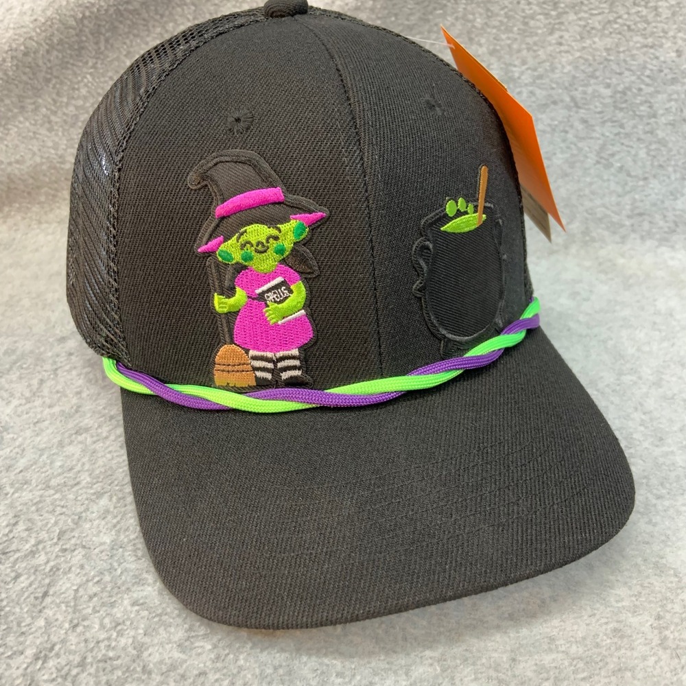 Witch Cauldron Halloween Unisex Black Trucker Hat OSFM NWT